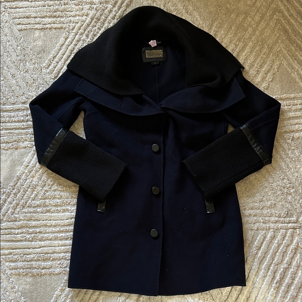 Mackage Women's Navy Wool Blend Coat with Shawl Collar